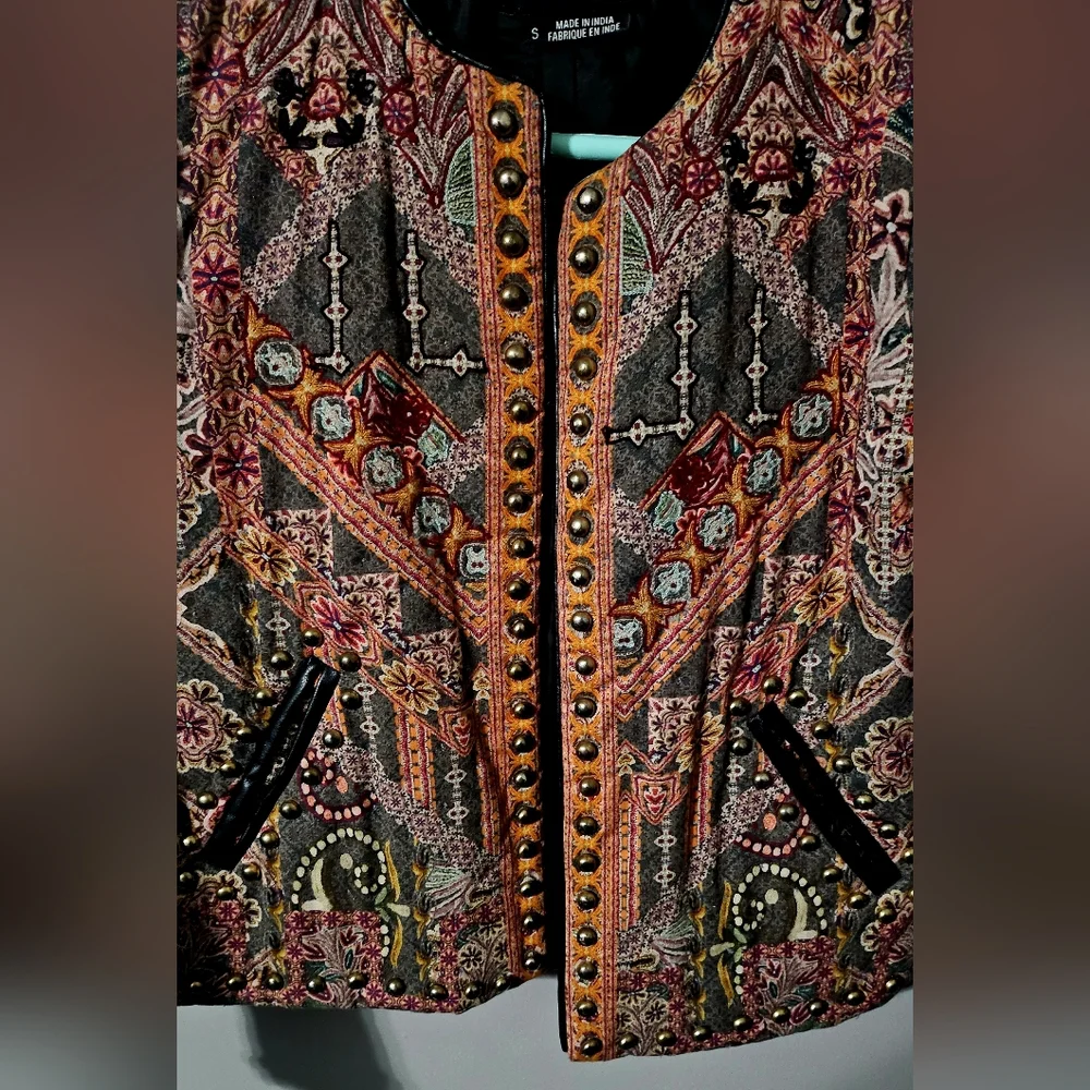 Womens Anthropology Hemant & Nandita Bohemian Embrod. Studded Jacket size Sm - Picture 6 of 9